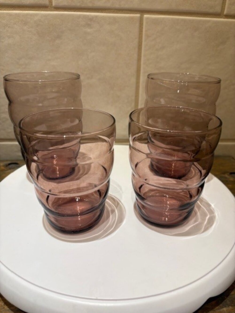 4 IKEA Skoja Beehive Bubble Tumblers Amethyst Purple Glasses Discontinued 2012